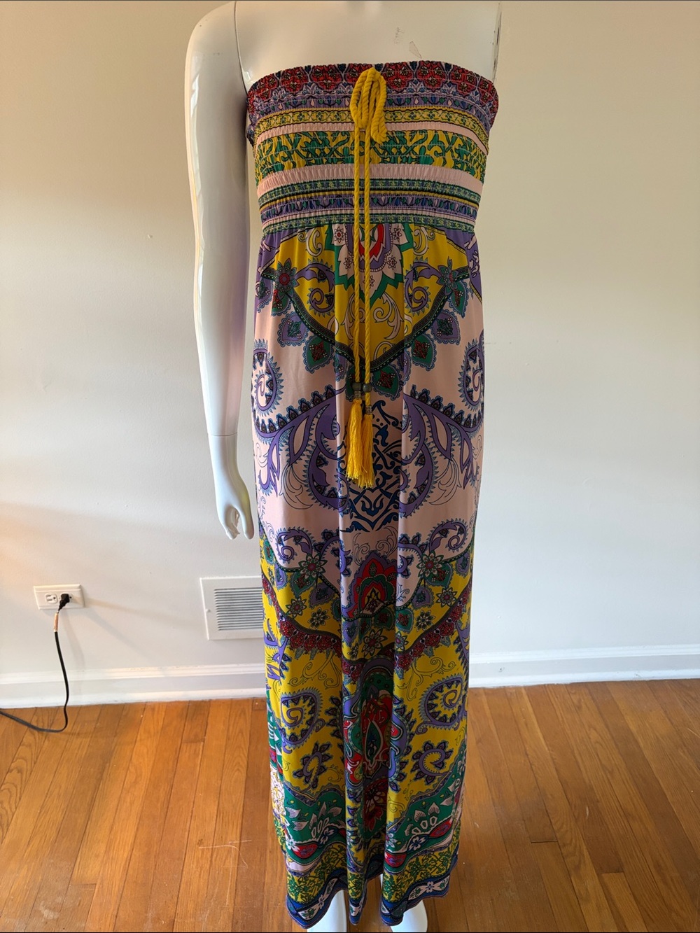 Flying Tomato Strapless BOHO Paisley Print Maxi Dress